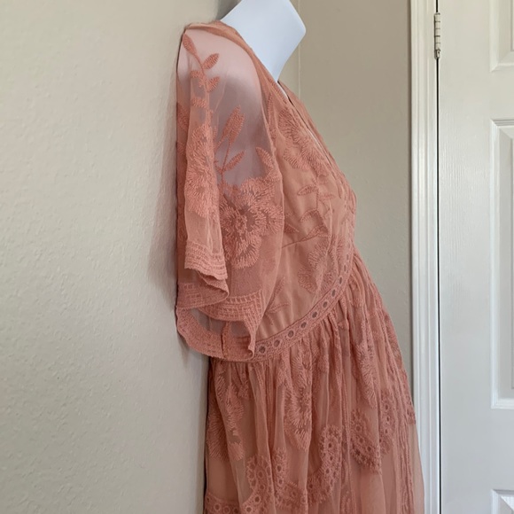Pinkblush Pink Lace Overlay V Neck Maternity Maxi Dress - Picture 8 of 15